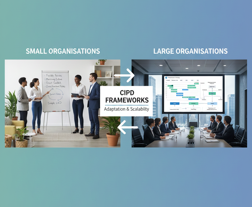 Case studies: applying CIPD frameworks in small vs large organisations